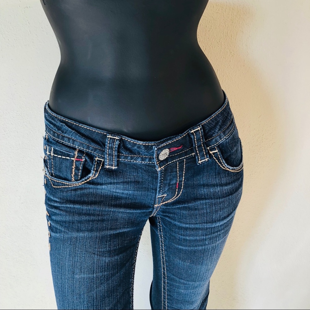 Noida Slim Boot-Cut Jeans, Medium Blue (Buckle)